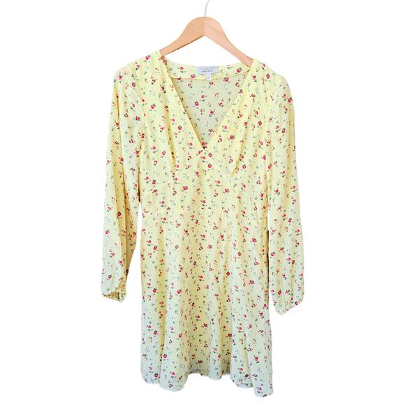& Other Stories Floral Print Silk Mini Dress SIze 10 Yellow - Picture 8 of 14